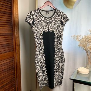 BCBGMAXAZRIA bodycon embroidered dress